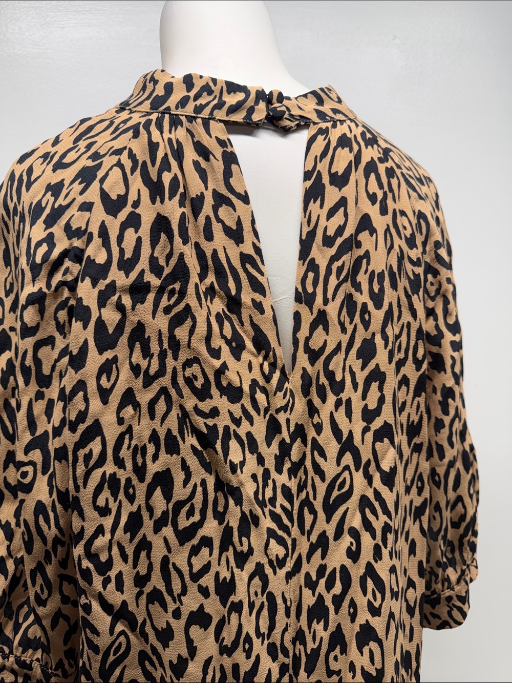 Anthropologie MacKenzie Dress Animal Print Leopard Midi Short Sleeve Brown Large - Picture 5 of 10